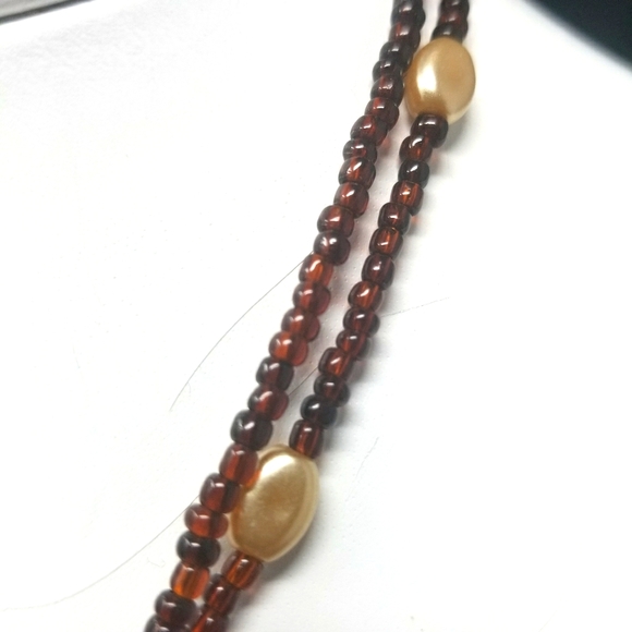 VINTAGE BROWN GLASS BEADS W/PENDANT - KENNETH COLE - Picture 4 of 8